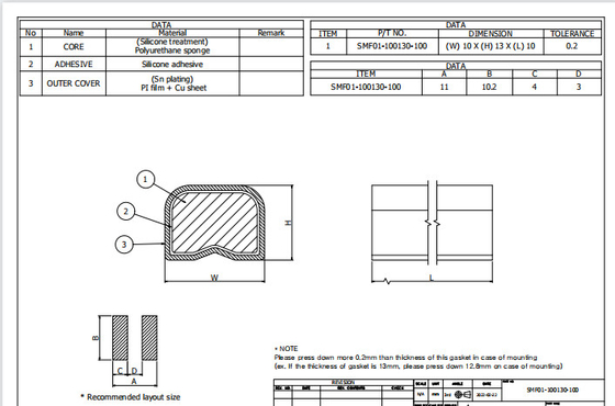 伝導性の保護をめっきする10x13mm EMIの泡ガスケット