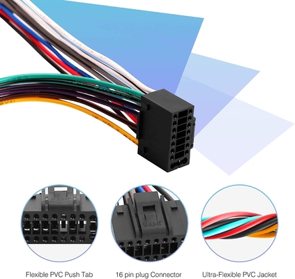 18AWG 4スピーカー16 Pin車のステレオのコネクターの電気配線用ハーネス